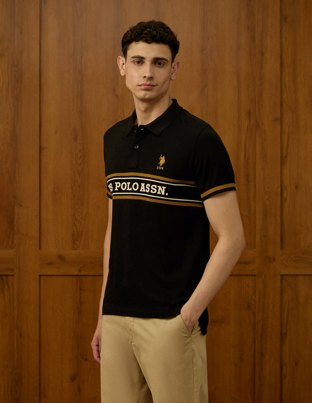 Brand Embroidered Varsity Polo Shirt