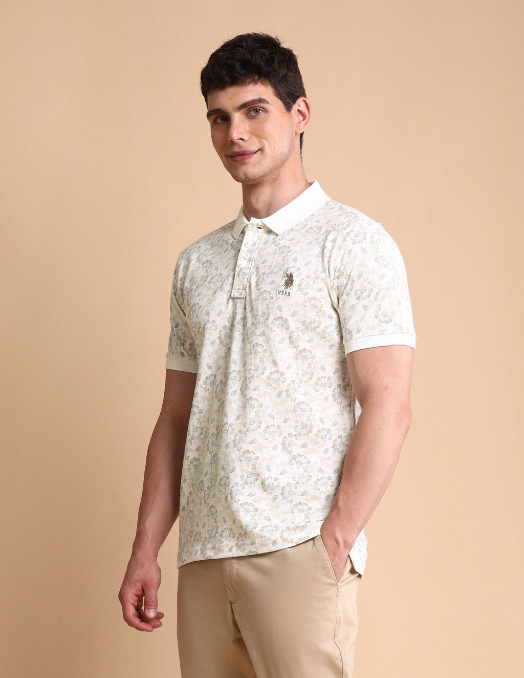 Floral Printed Slim Fit Polo Shirt