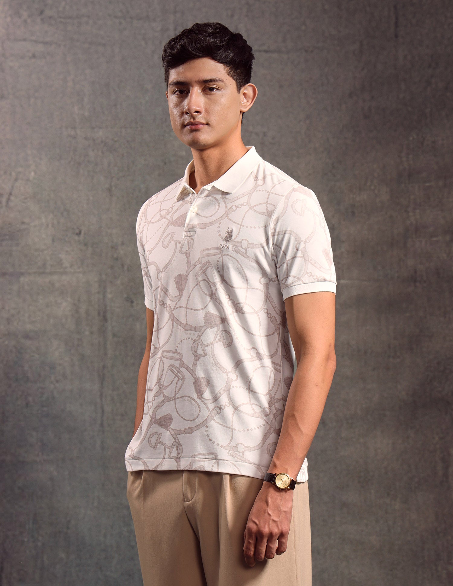 All-Over Printed Muscle Fit Polo shirt