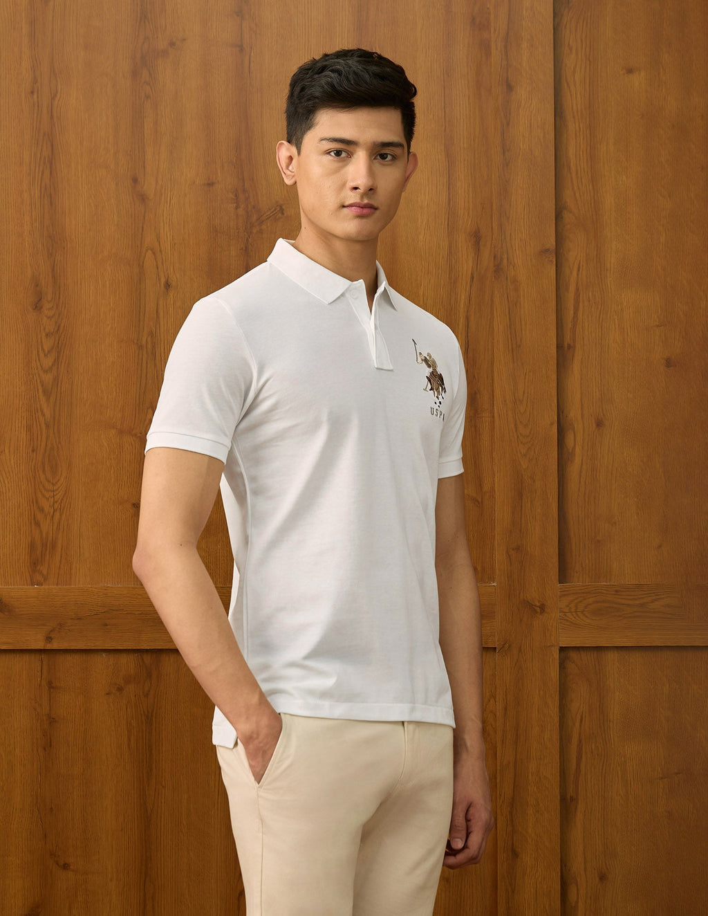 Brand Embroidered Varsity Polo Shirt