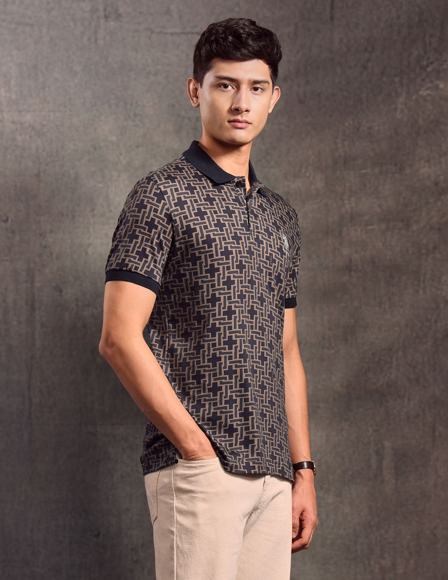 Geometric Printed Regular Fit Polo shirt