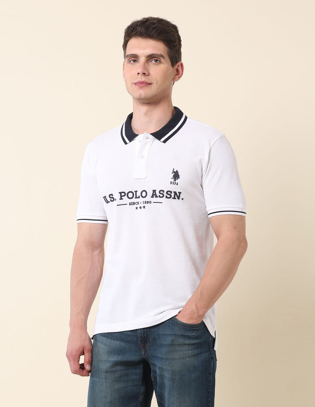 Brand Embroidered Gold Cup Polo Shirt