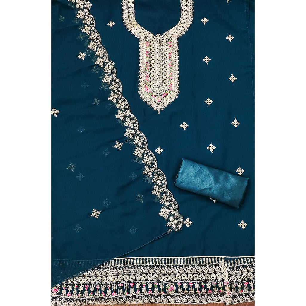 Morpich Floral Embroidered Georgette Dress Material