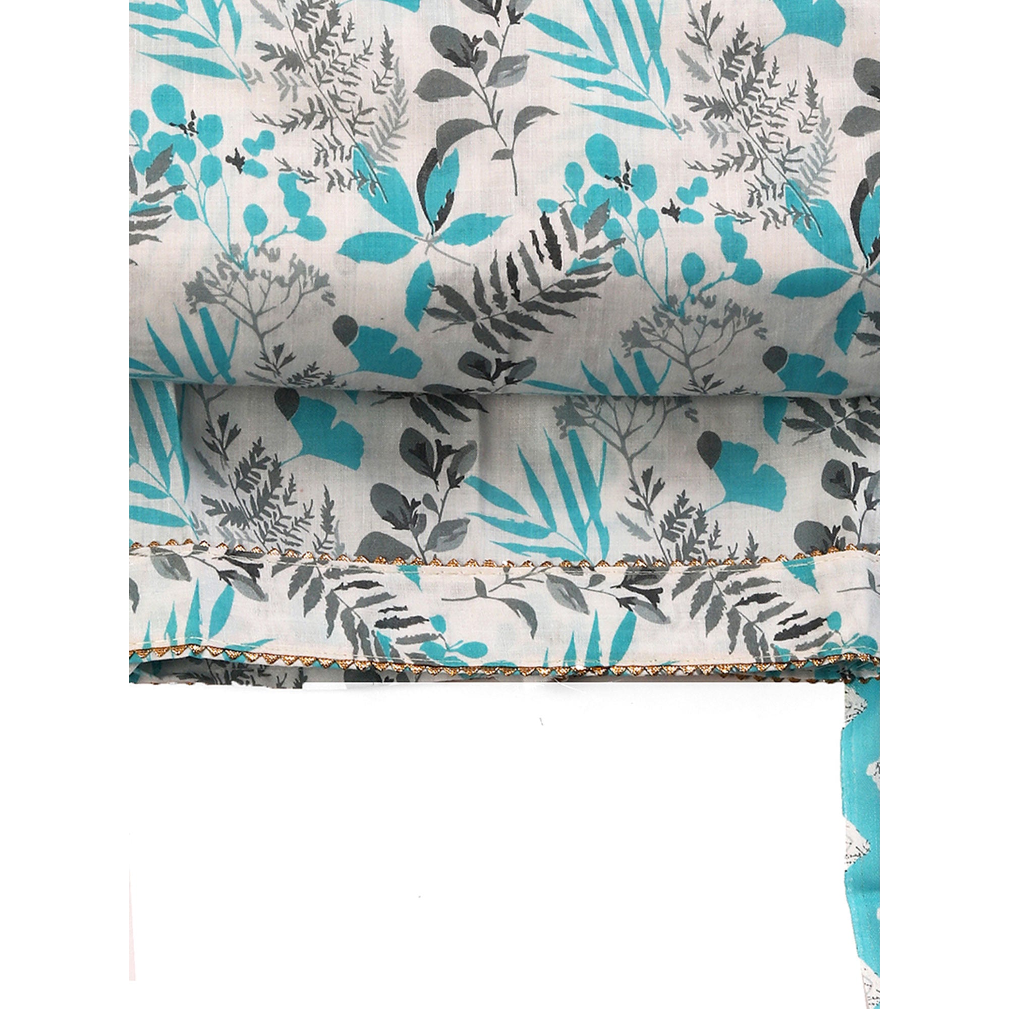 Floral Motifs on Blue Pure Cotton Dress Material for Effortless Style