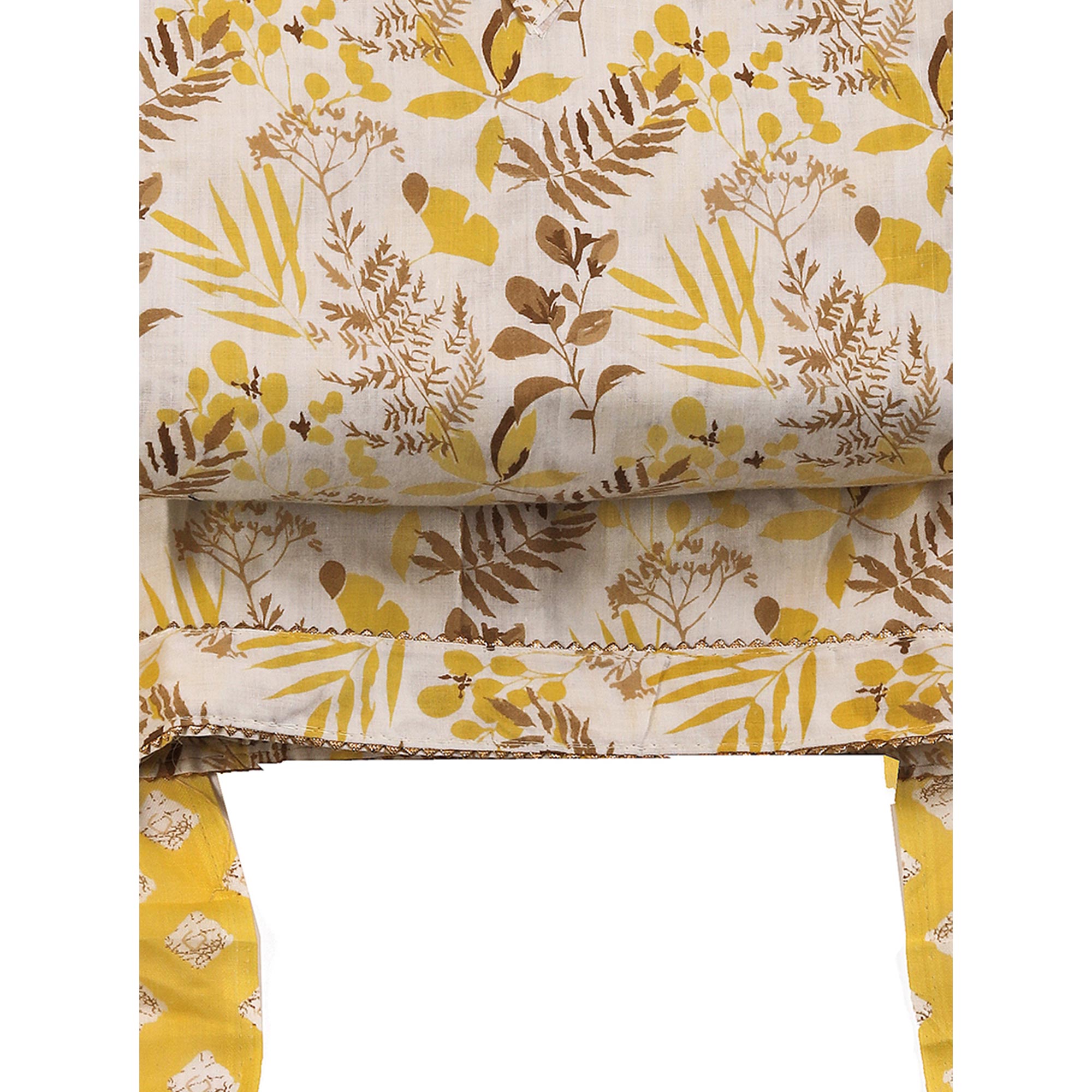 Floral Motifs on Mustard Pure Cotton Dress Material for Effortless Style