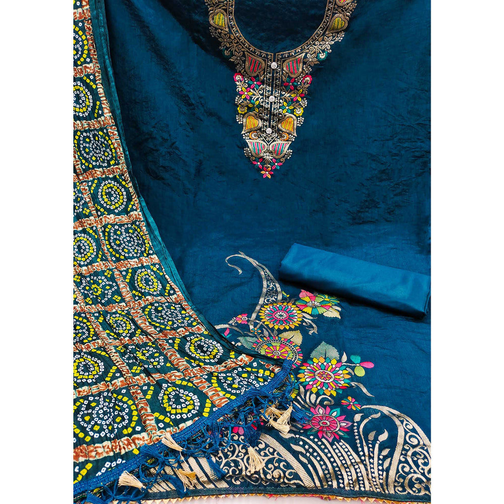 Morpich Floral Woven Chanderi Jacquard Dress Material