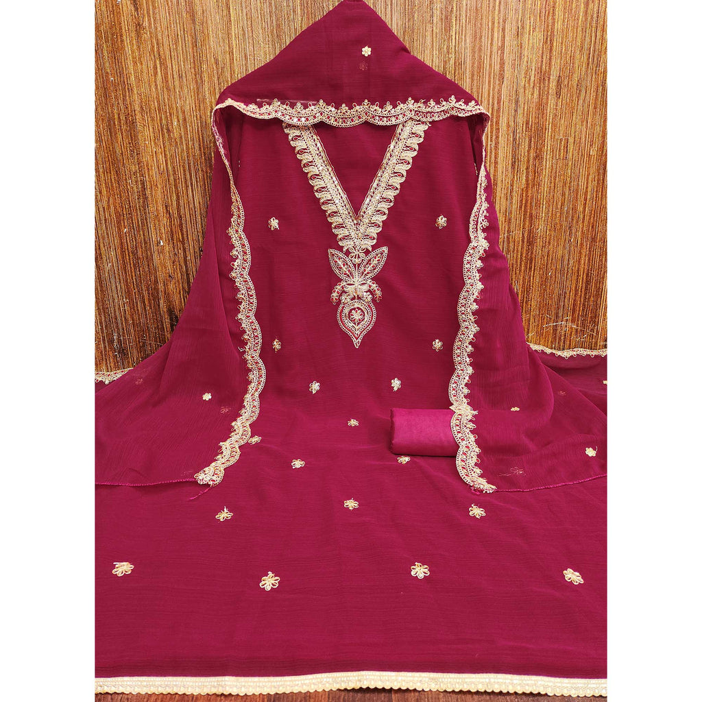 Pink Ensemble In Zomato Art Silk Adorned With Cording Floral Embroidery & Sparkling Sequins