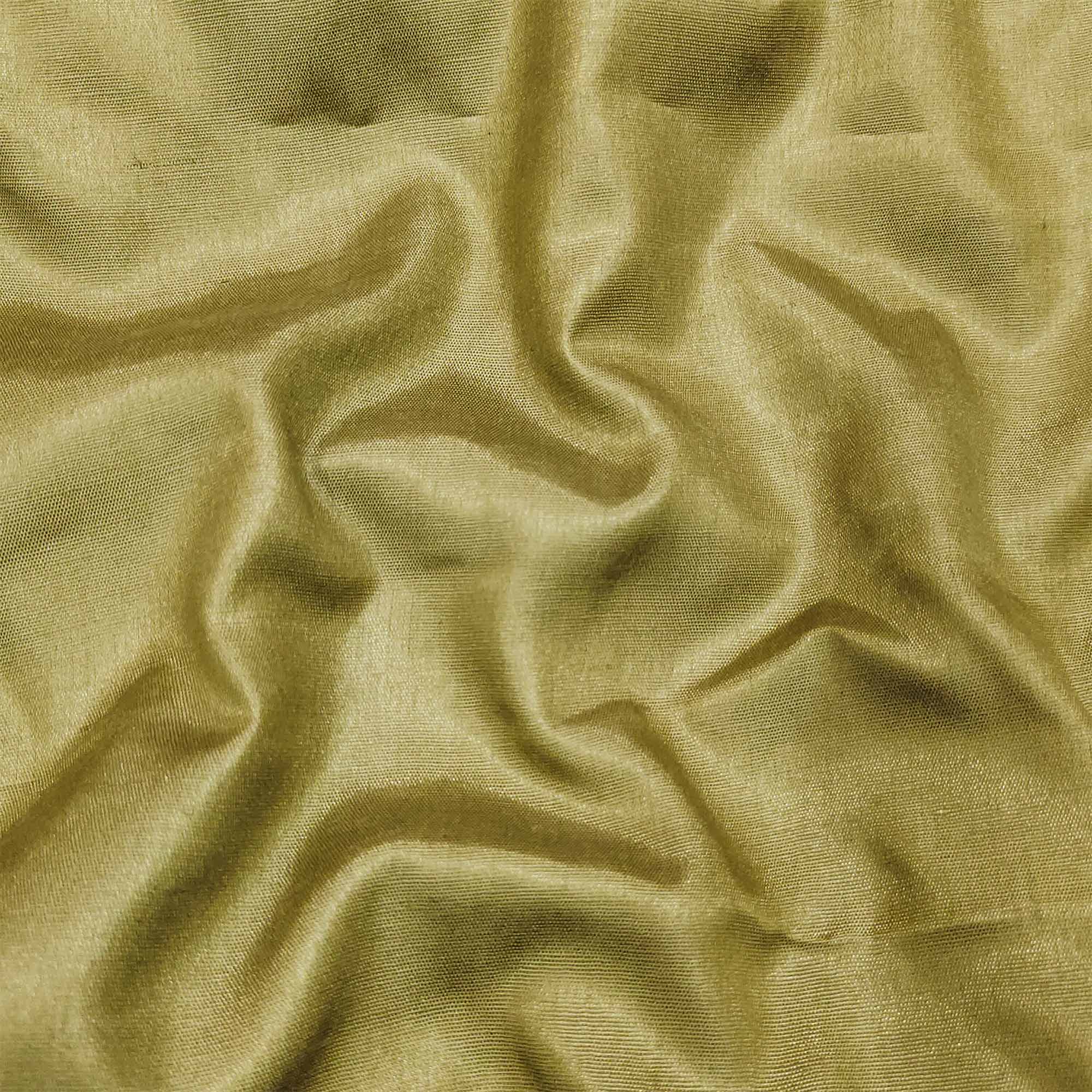 Olive Green Floral Printed With Embroidered Organza Dress Material