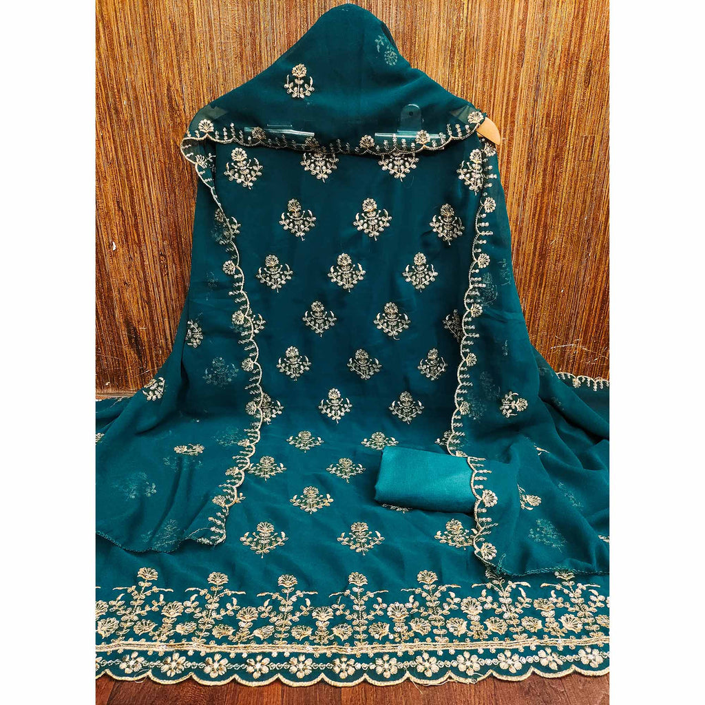 Morpich Floral Sequins Embroidered Georgette Dress Material