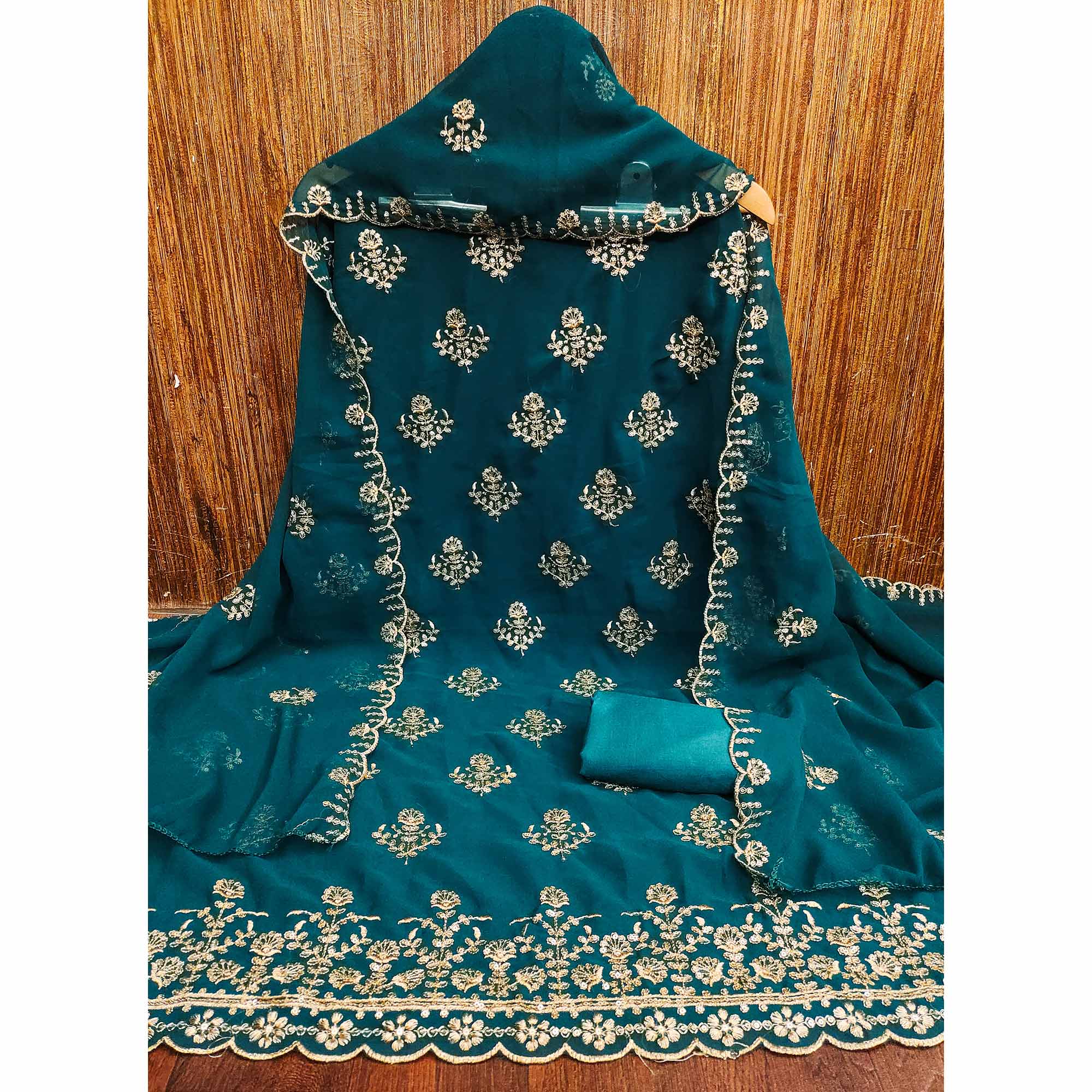 Morpich Floral Sequins Embroidered Georgette Dress Material