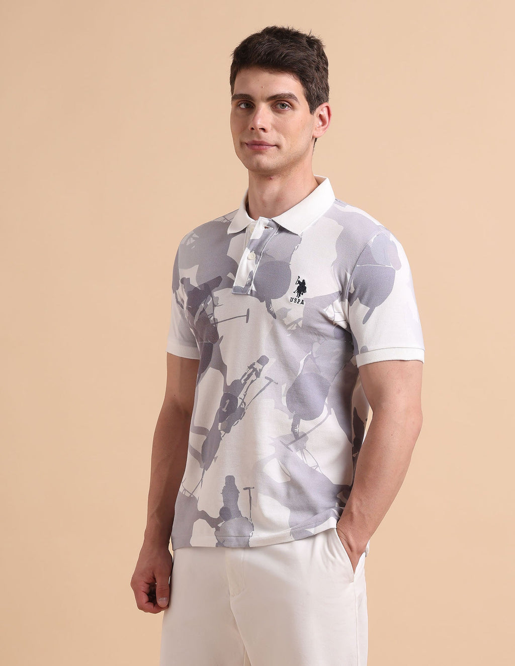 All-Over Printed Pure Cotton Polo Shirt