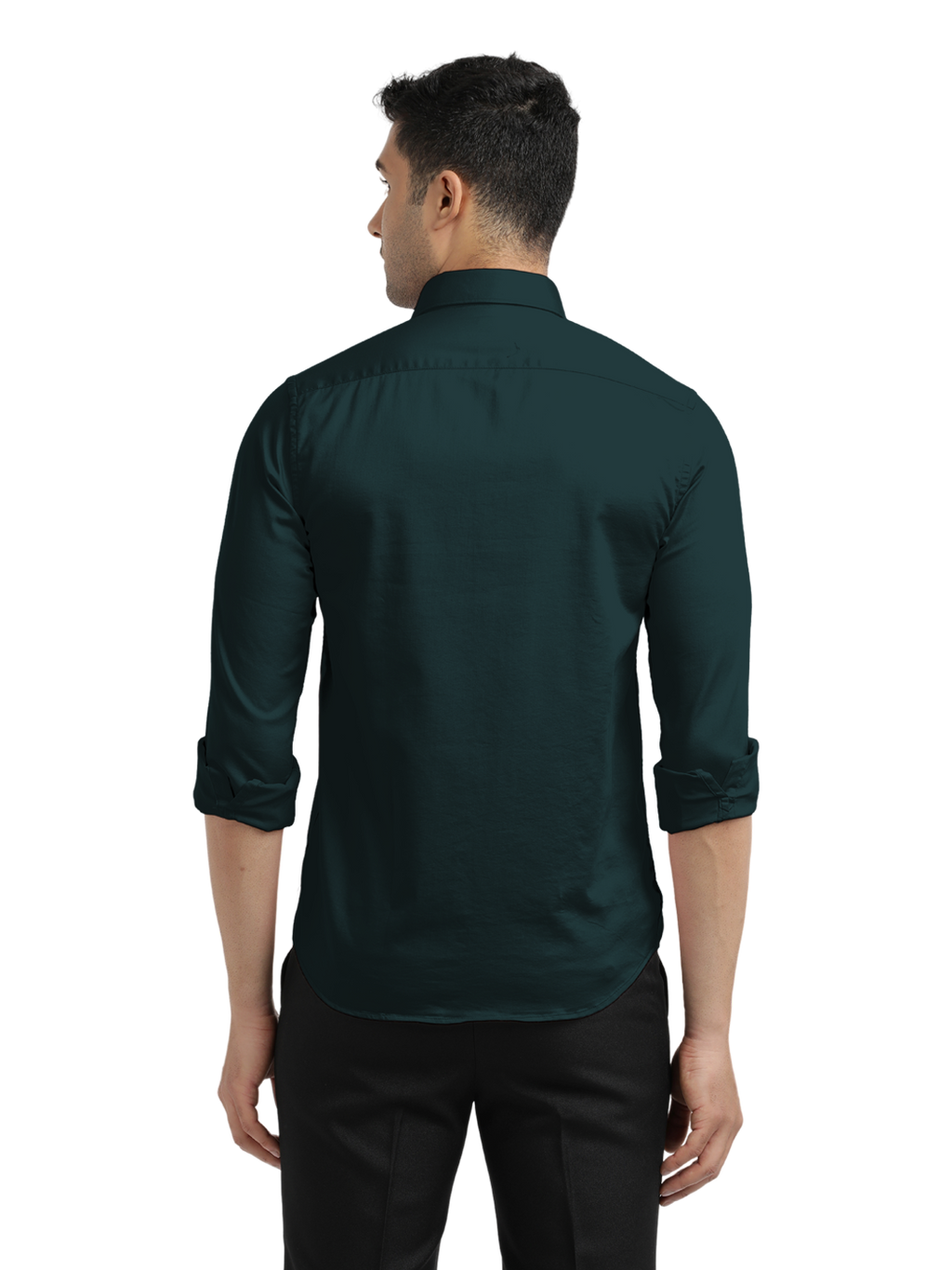 Dark Teal Satin Solid Shirt