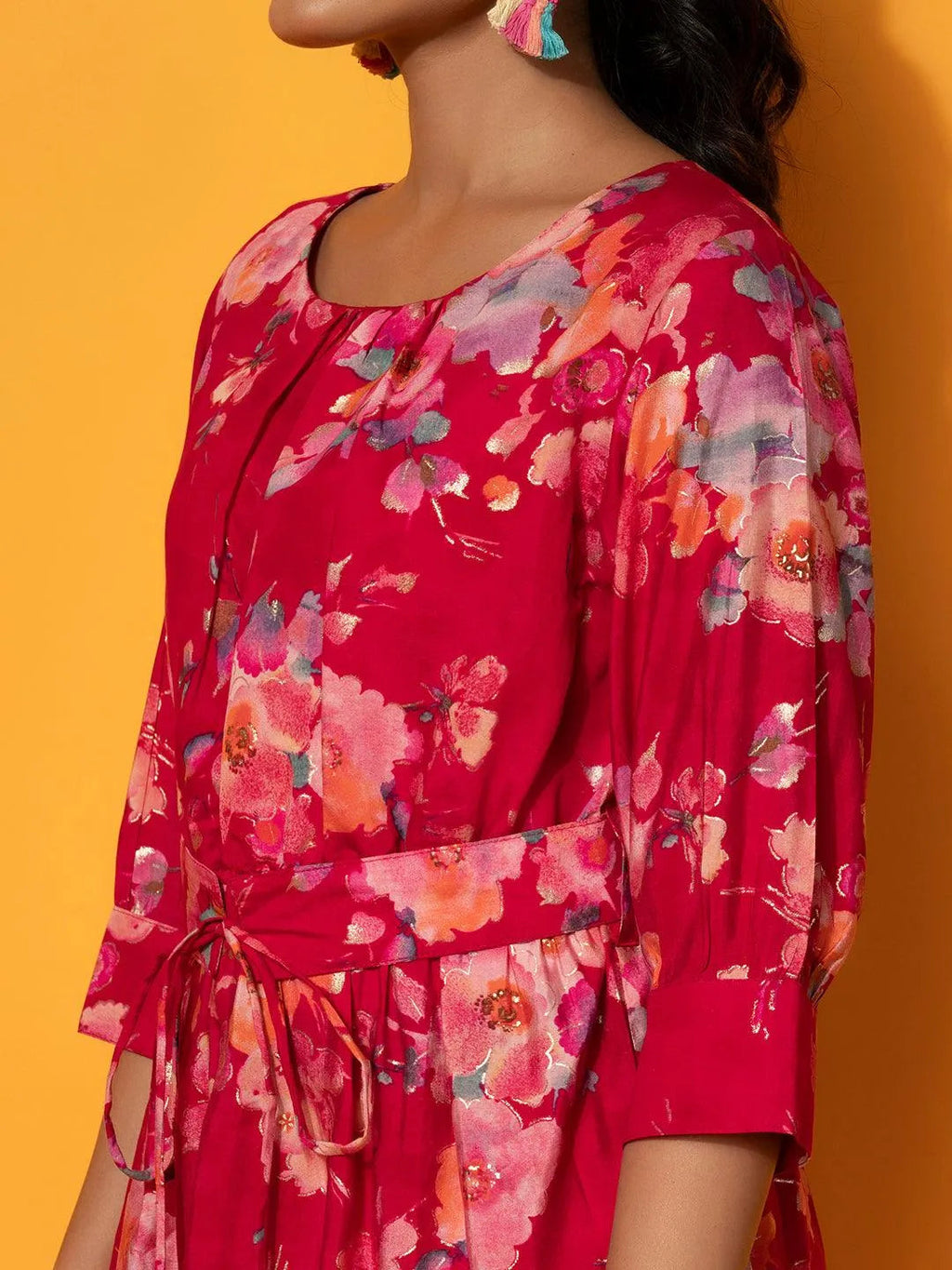 Pink Printed Silk Blend Co-Ords