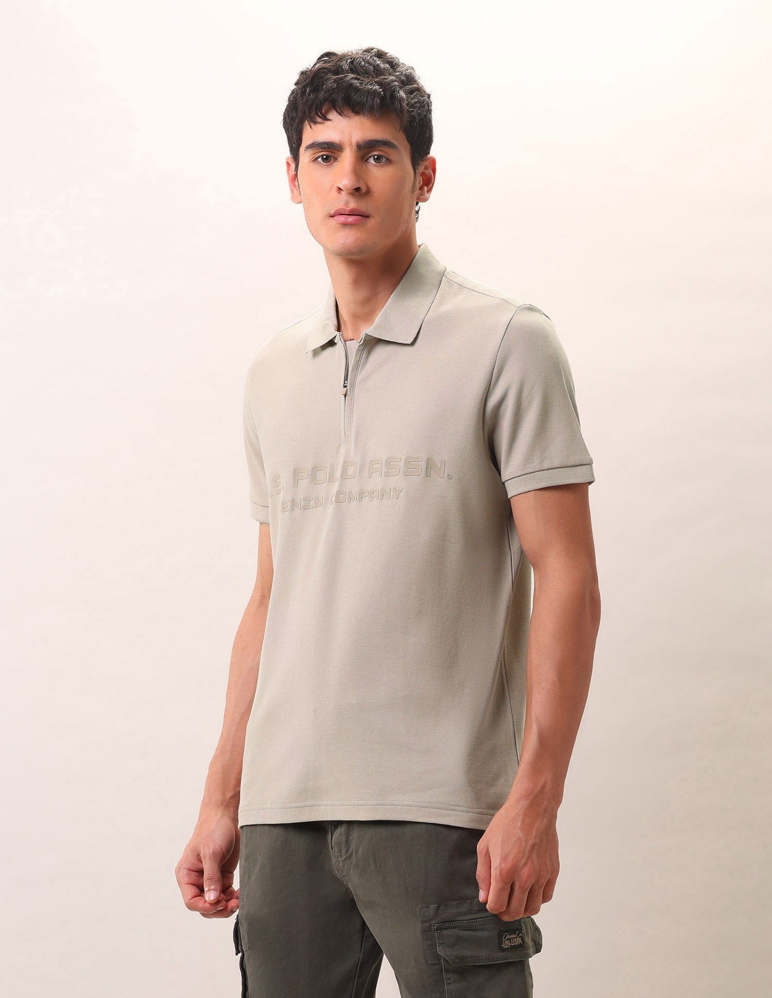 Brand Embossed Pure Cotton Polo Shirt