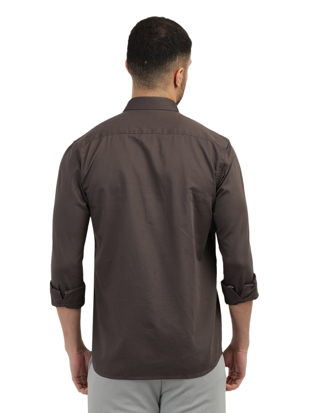 Dark Grey Linen Blend Solid Shirt