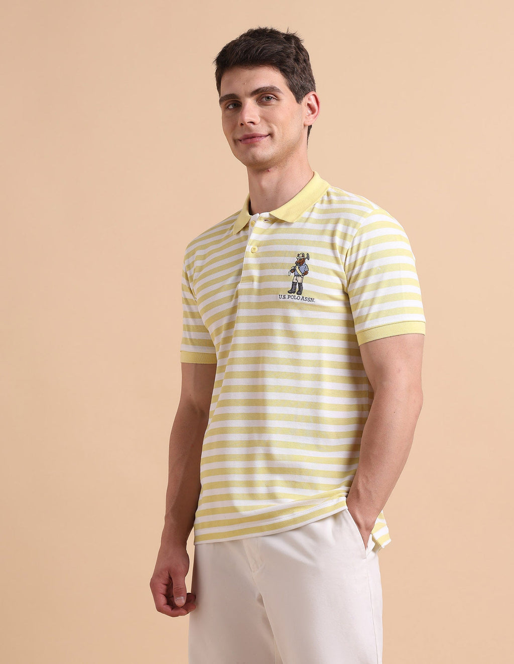 Horizontal Striped Pure Cotton Polo Shirt