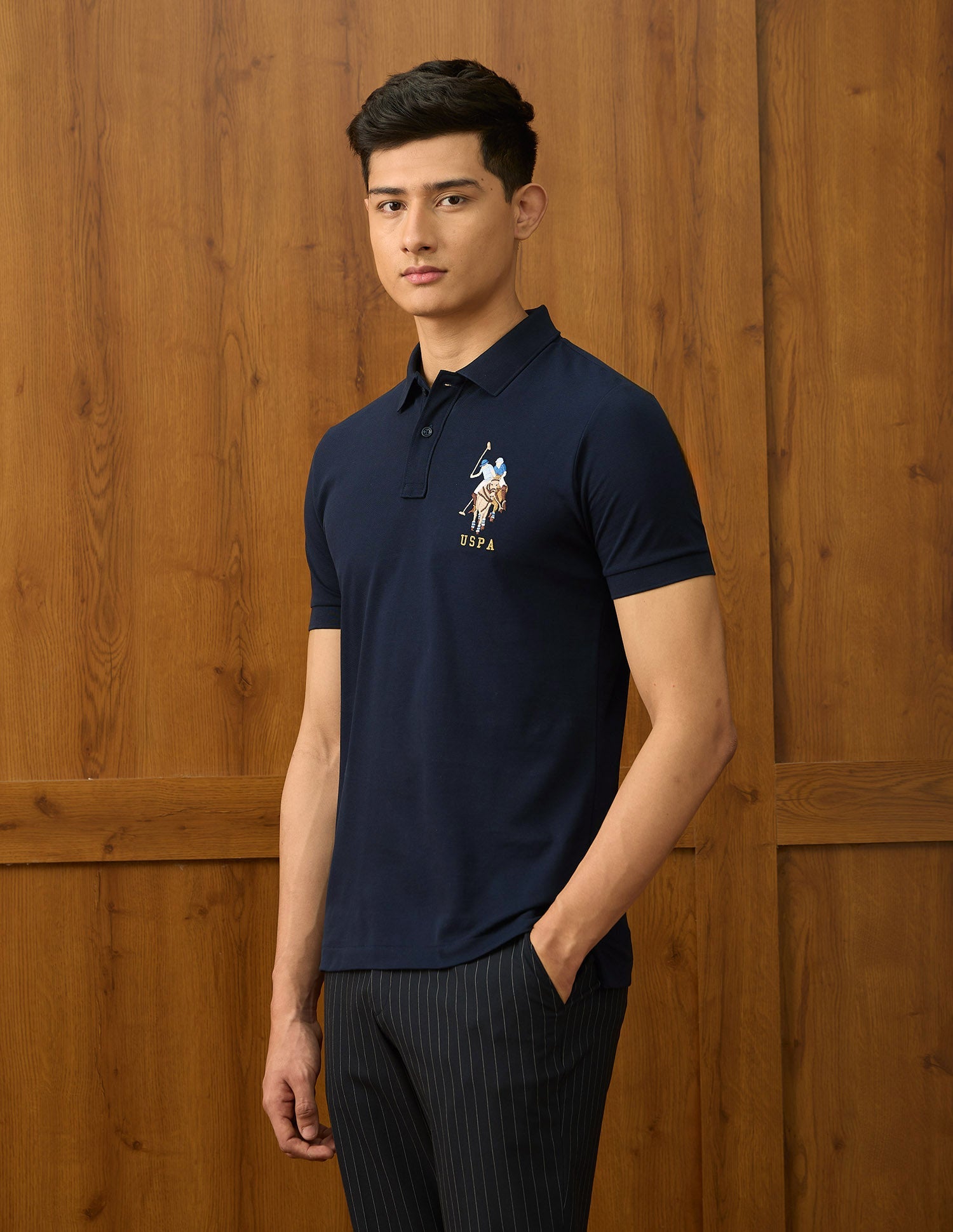 Brand Embroidered Varsity Polo Shirt