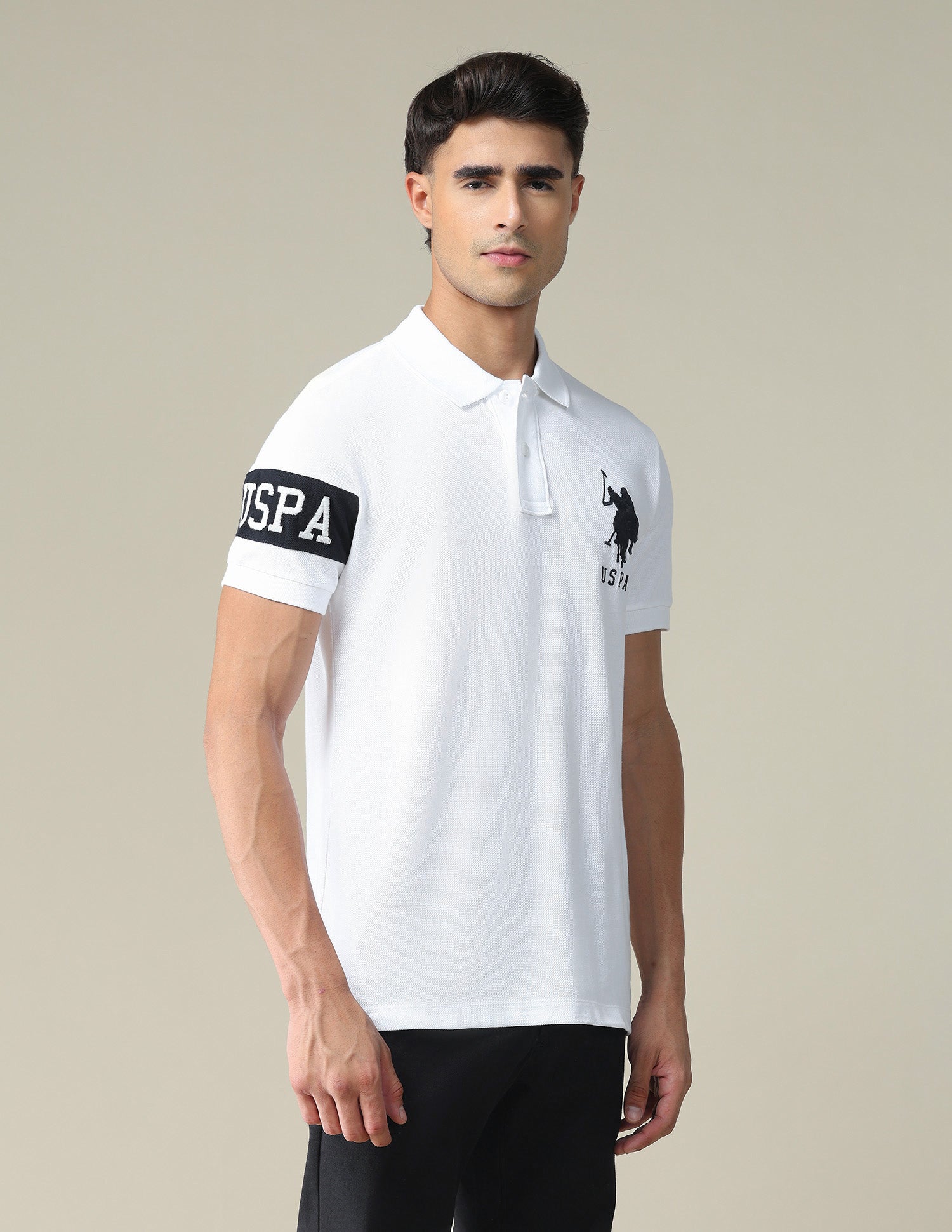 Brand Embroidered Pique Polo Shirt