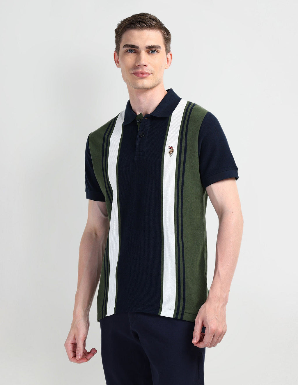 Muscle Fit Striped Polo Shirt