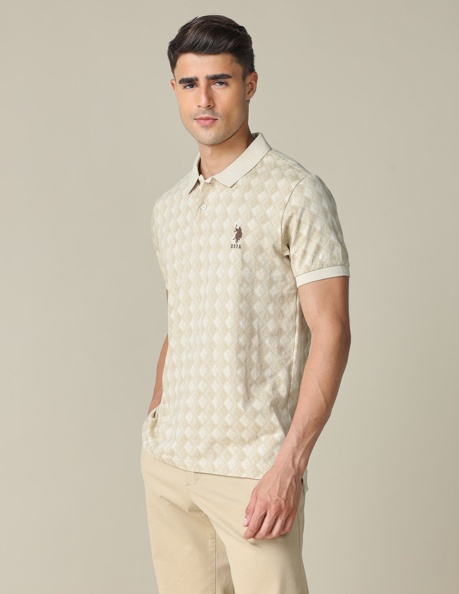 All-Over Printed Regular Fit Polo Shirt