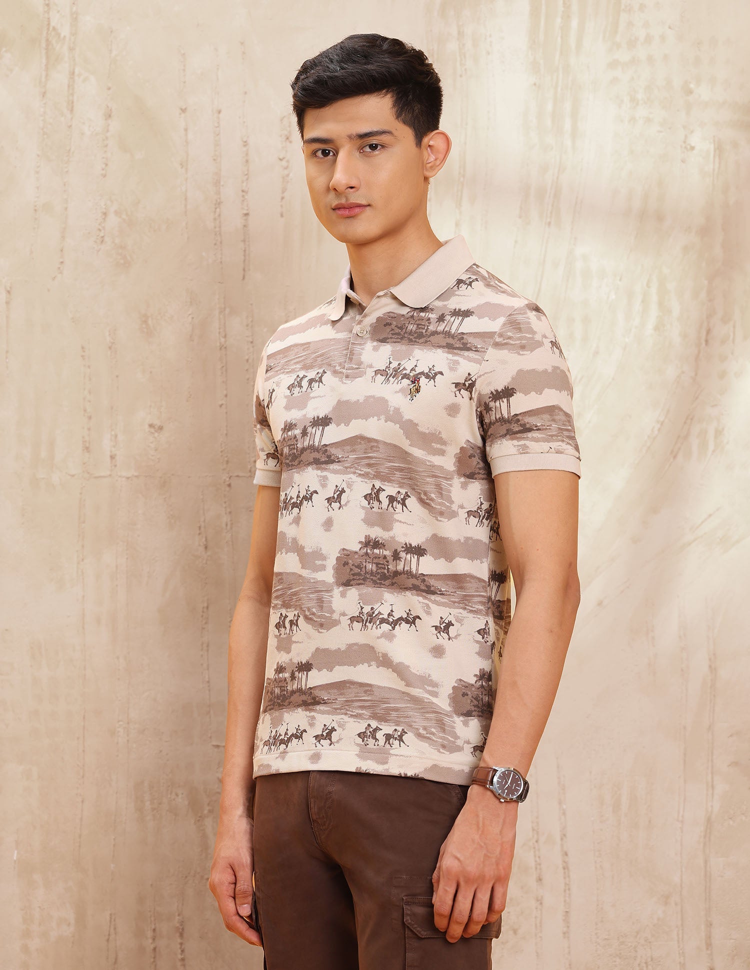 All Over Printed Muscle Fit Polo Shirt