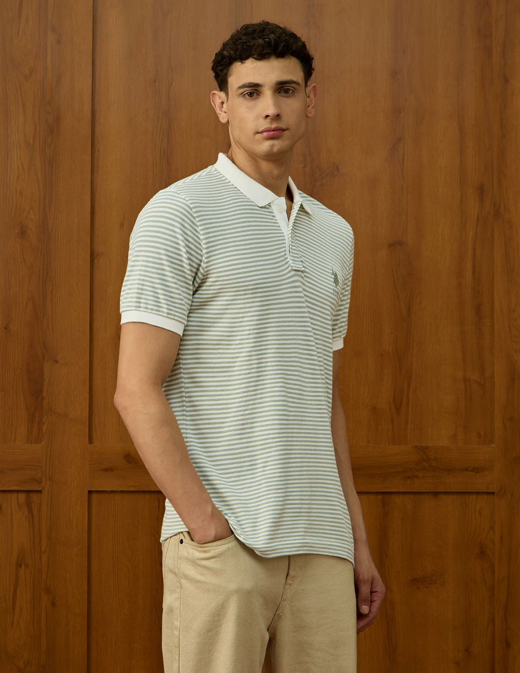 Horizontal Striped Varsity Polo Shirt