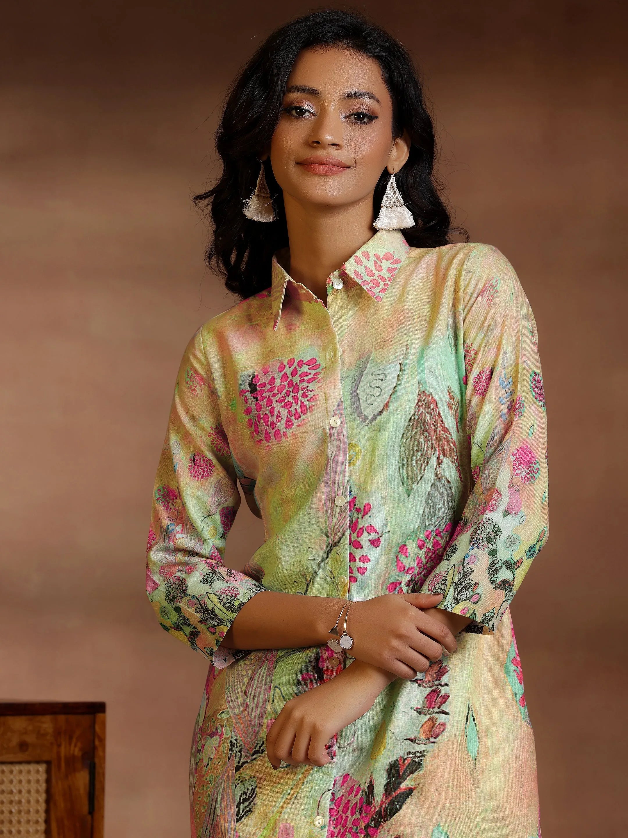 Multi Printed Cotton Blend Shirt Dress