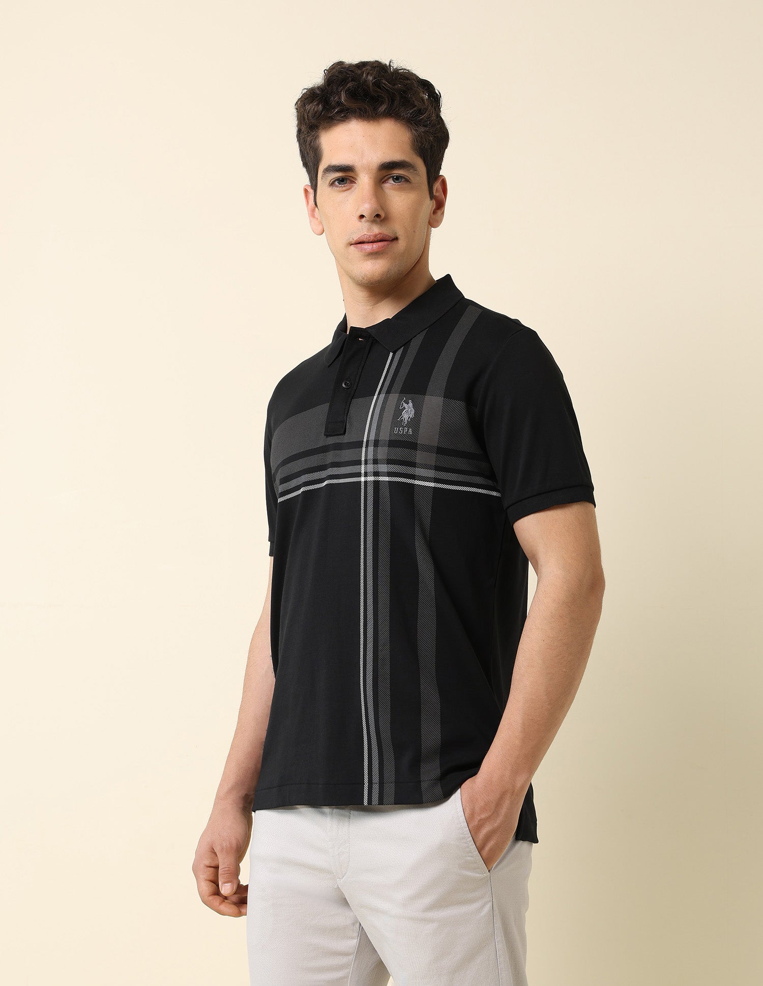 Checked Modern Monochrome Polo Shirt