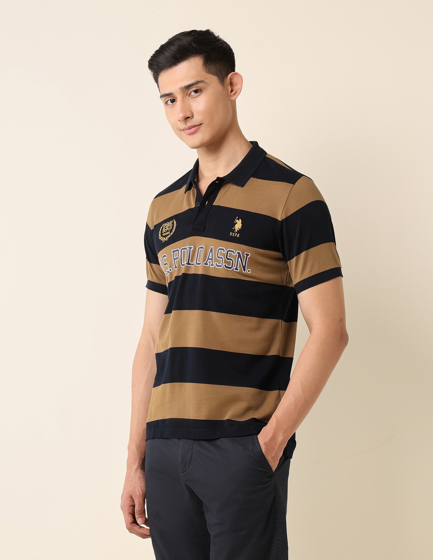 Horizontal Striped Slim Fit Polo Shirt