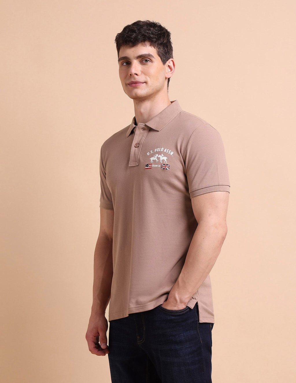 Brand Printed Muscle Fit Polo Shirt