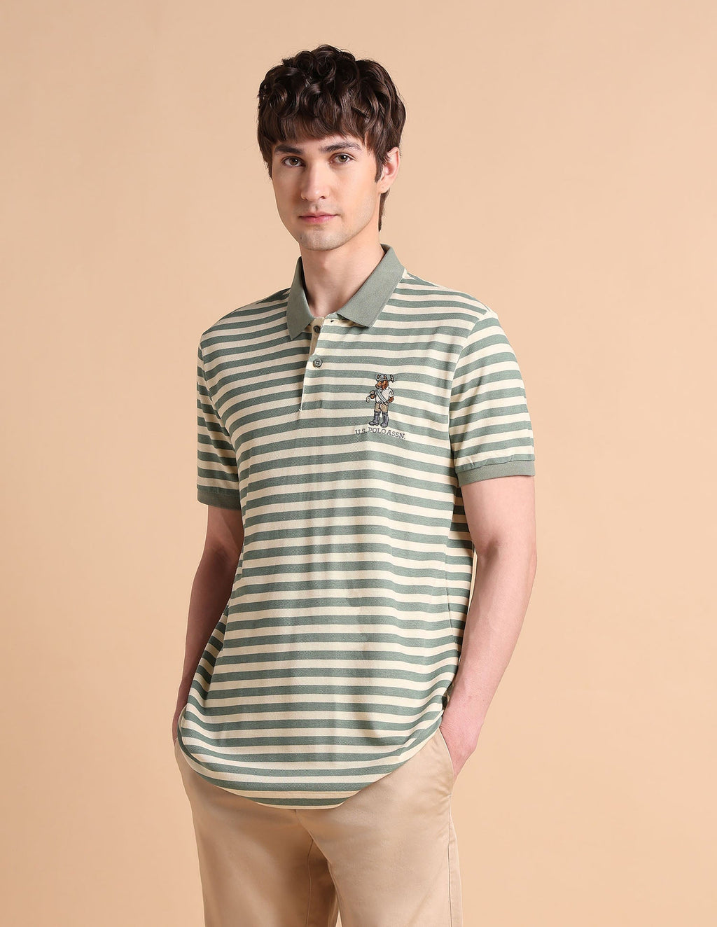 Horizontal Striped Slim Fit Polo Shirt