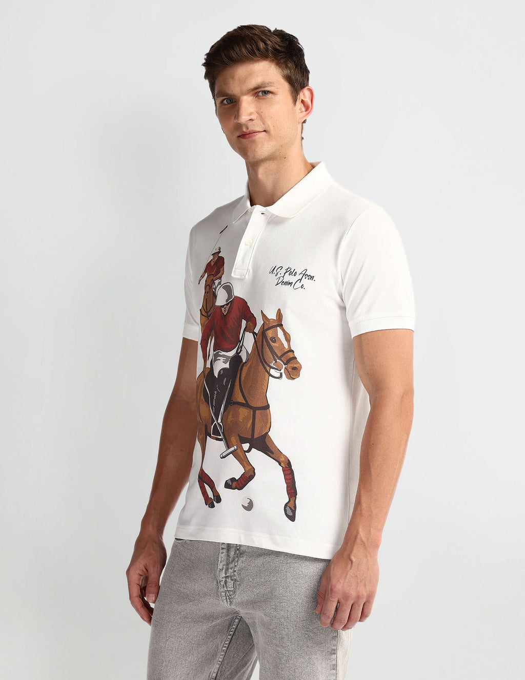 Graphic Print Muscle Fit Polo Shirt