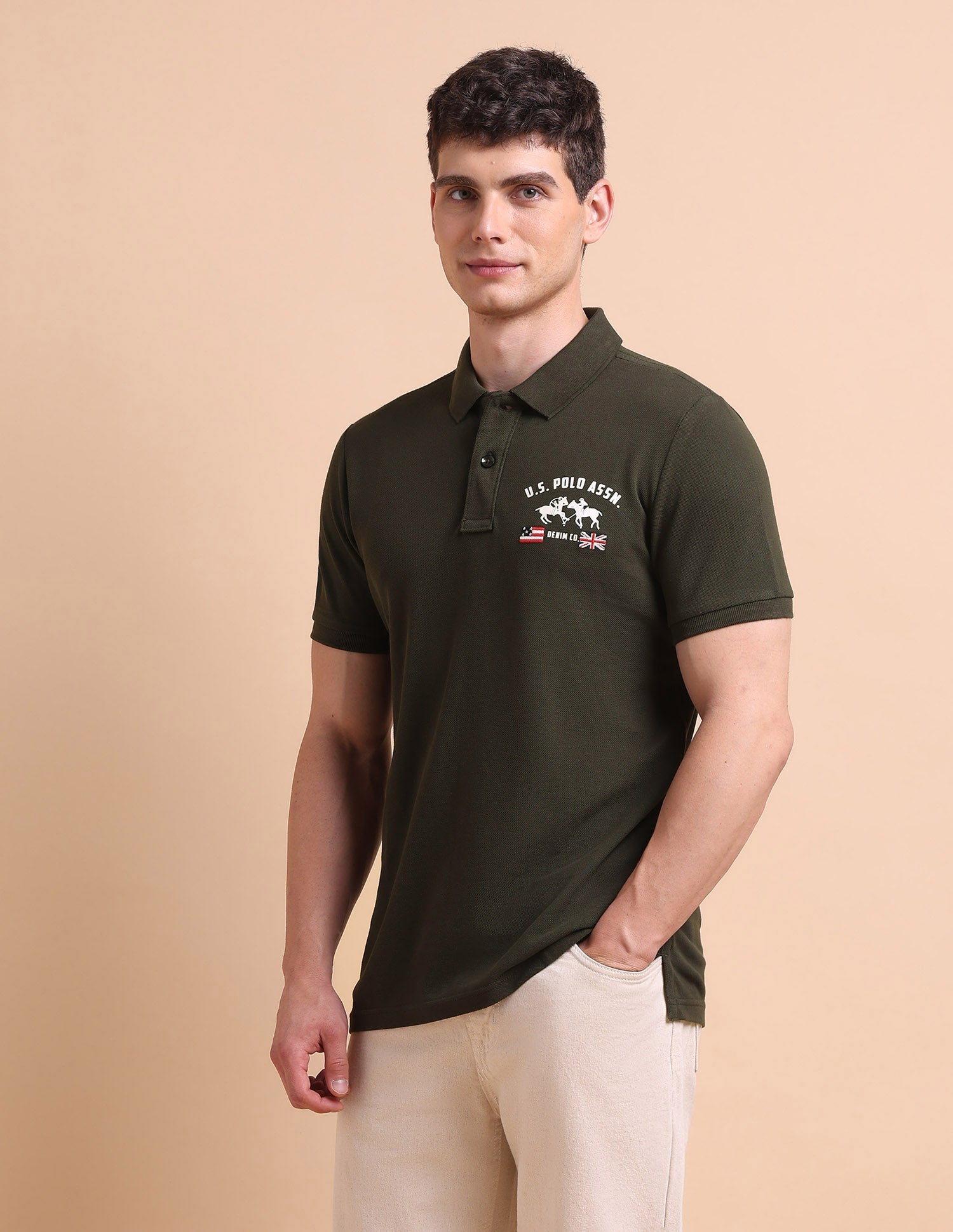 Brand Printed Muscle Fit Polo Shirt