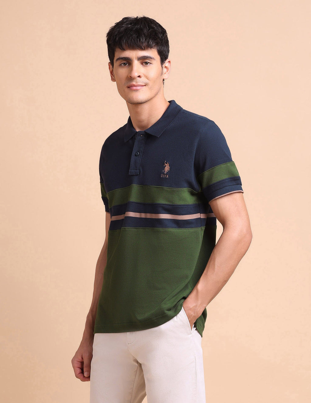 Colourblocked Slim Fit Polo Shirt