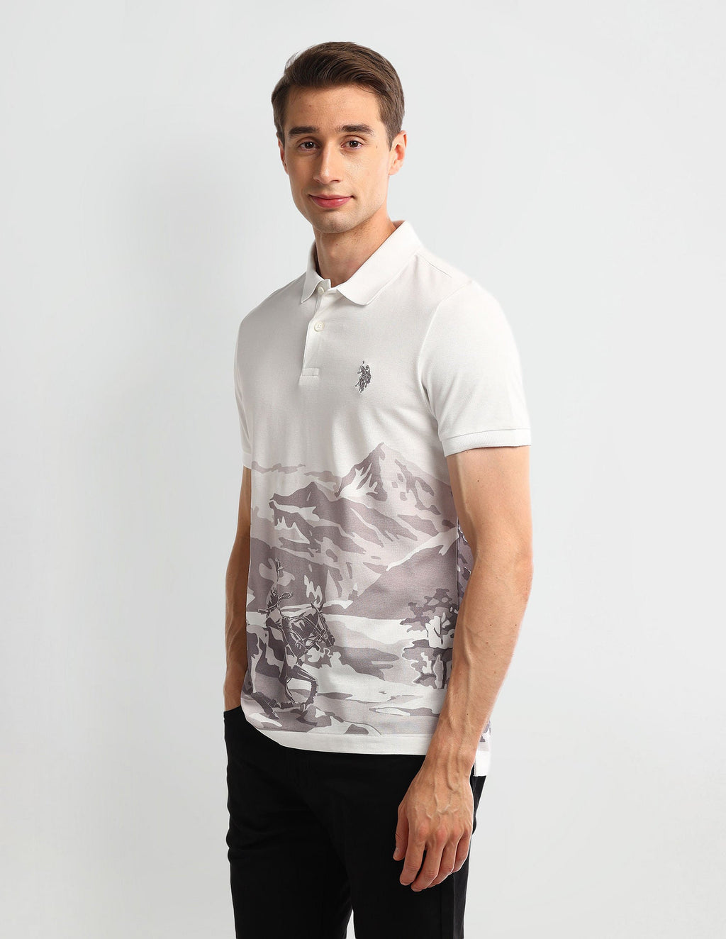 Muscle Fit Graphic Polo Shirt