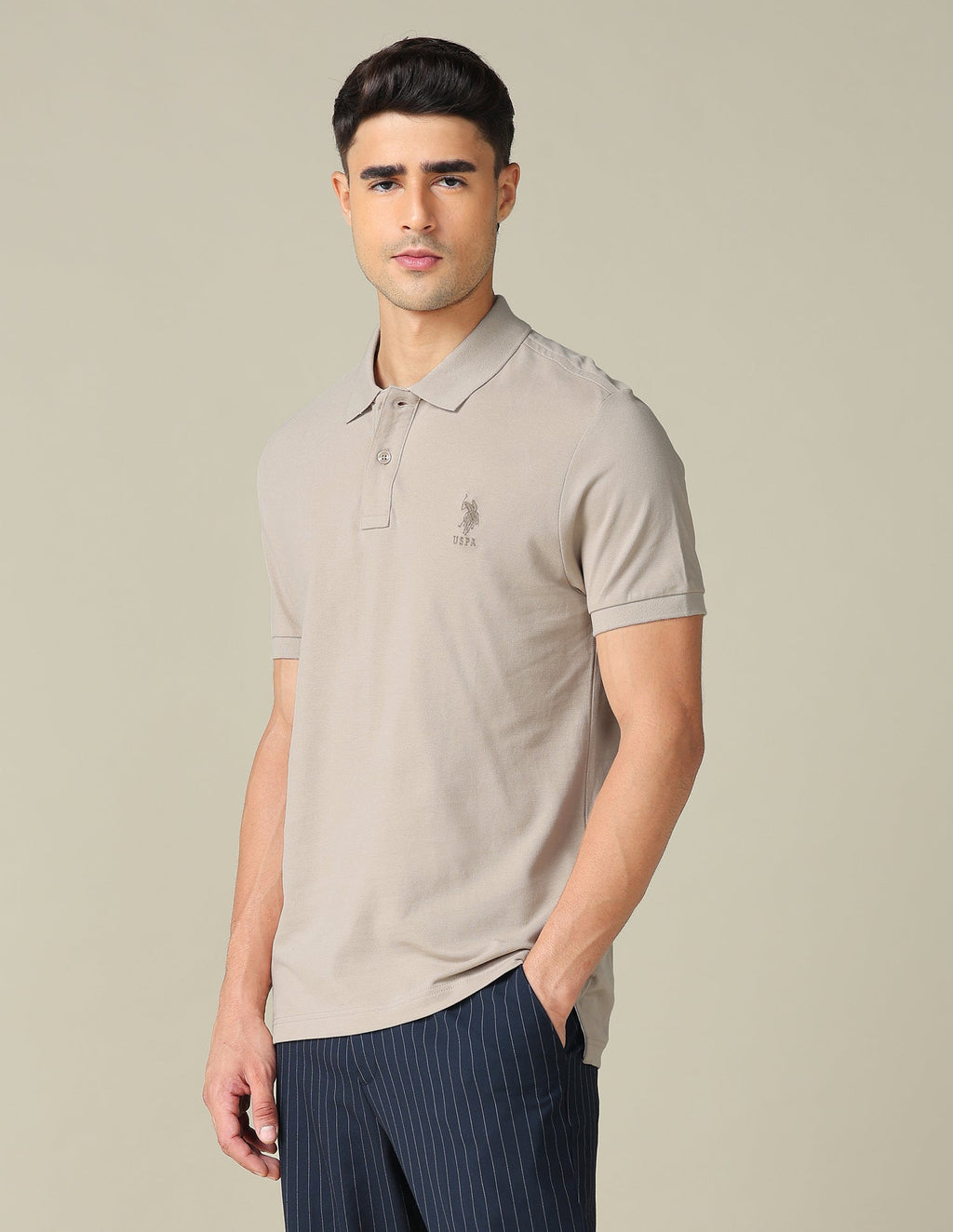 Muscle Fit Typographic Printed Polo Shirt