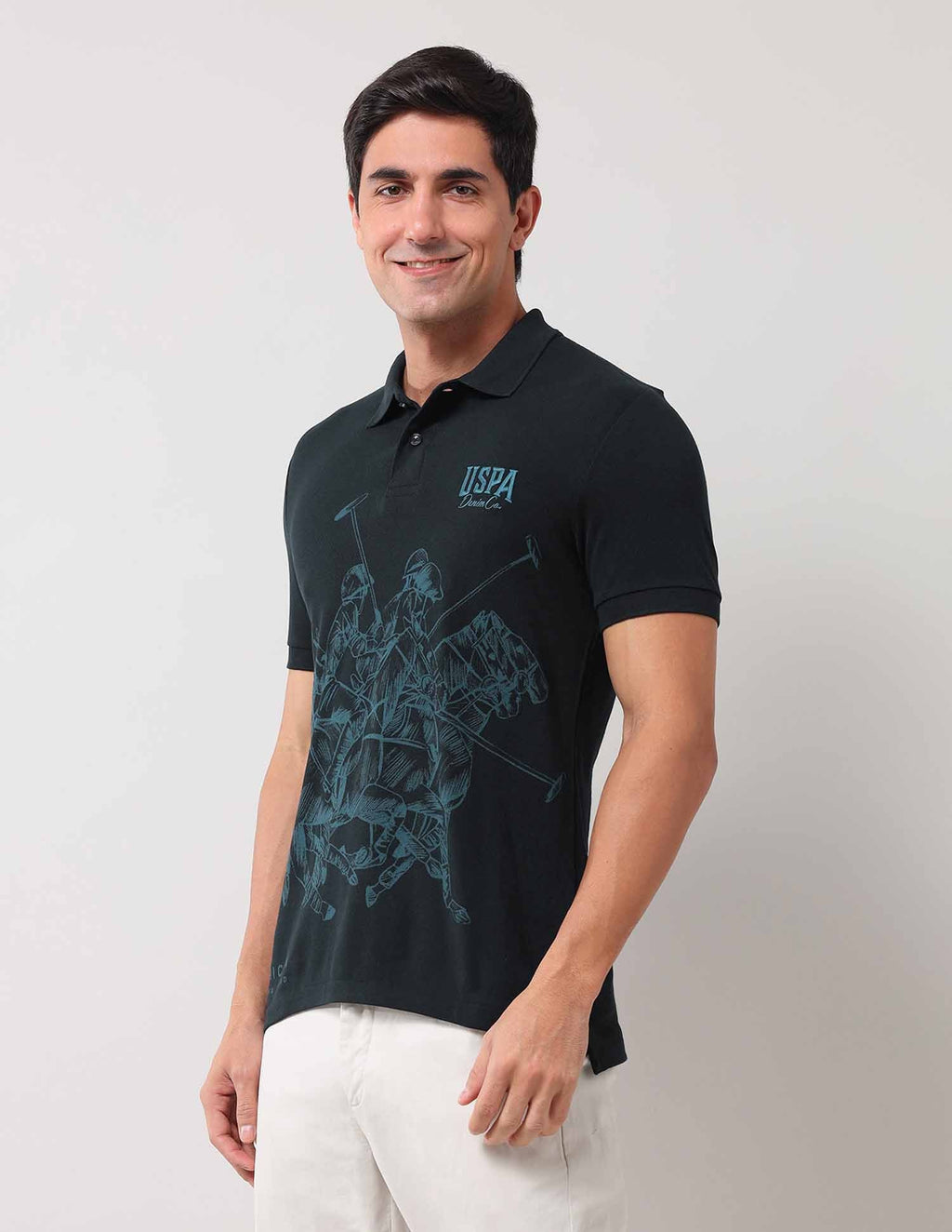 Brand Printed Muscle Fit Polo Shirt