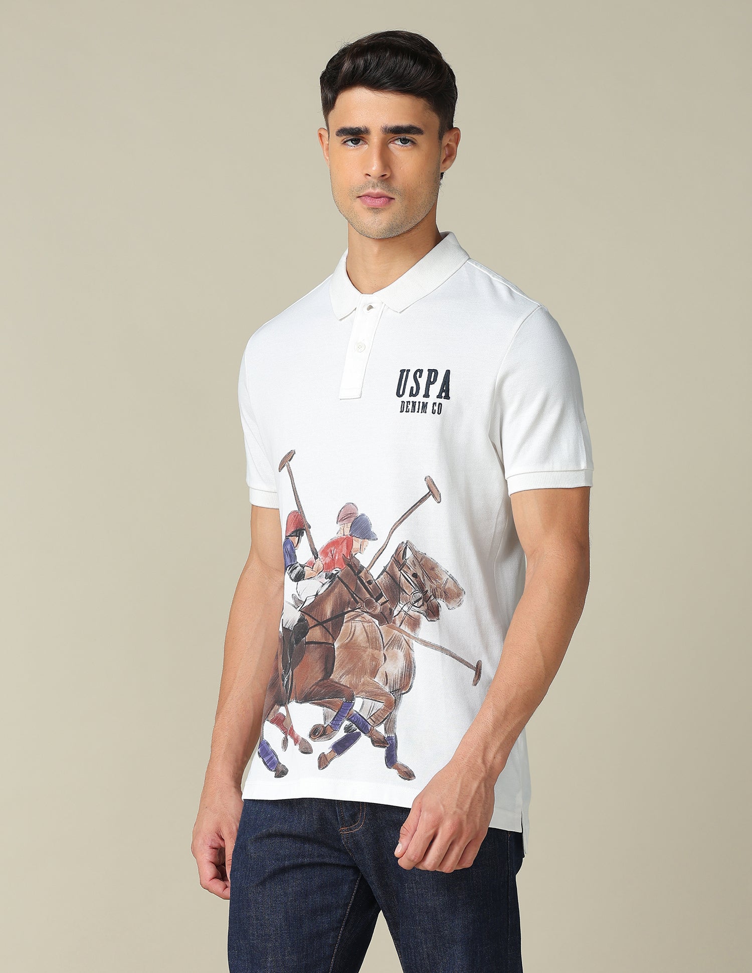 Muscle Fit Graphic Printed Polo Shirt