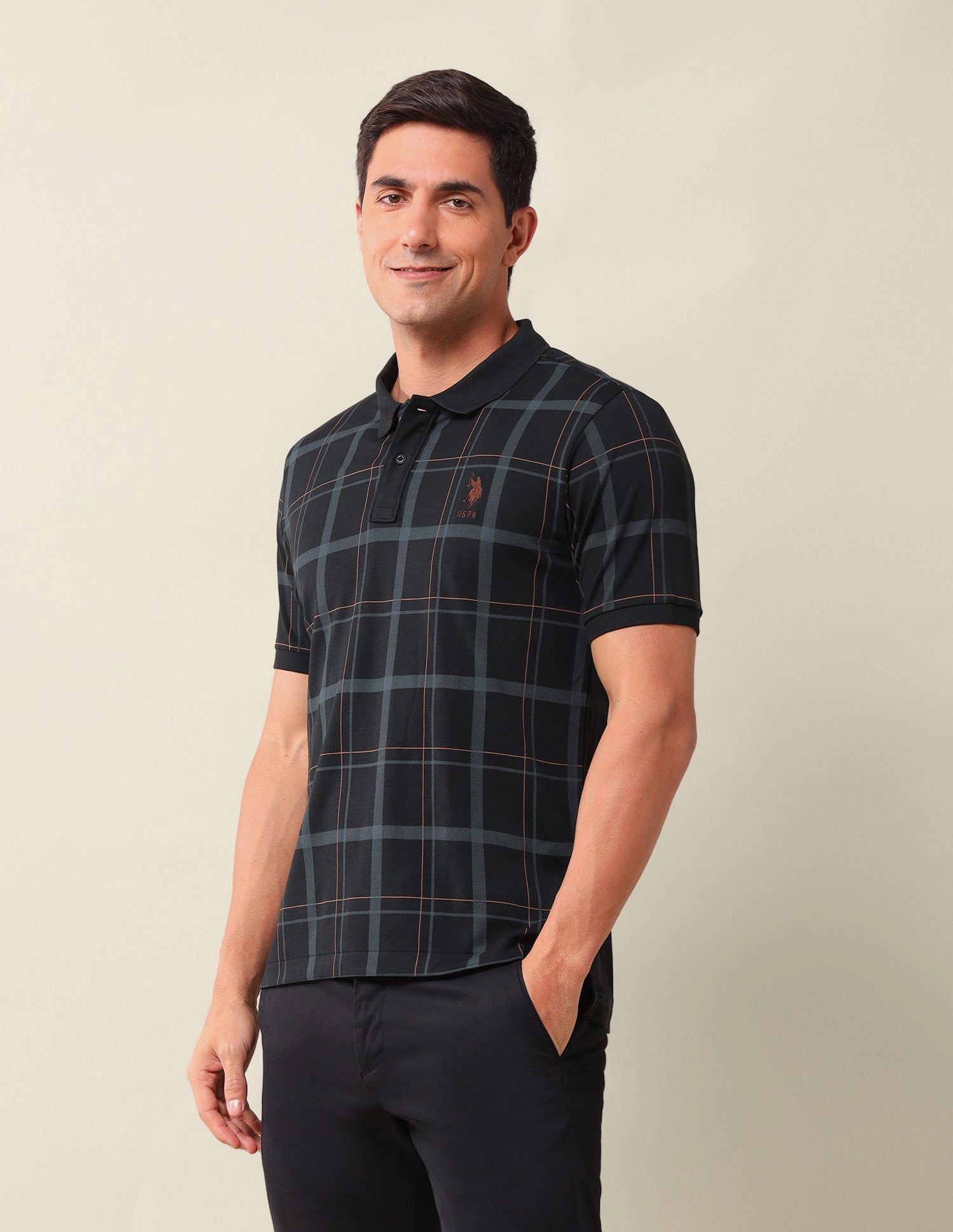 Checked Slim Fit Polo Shirt