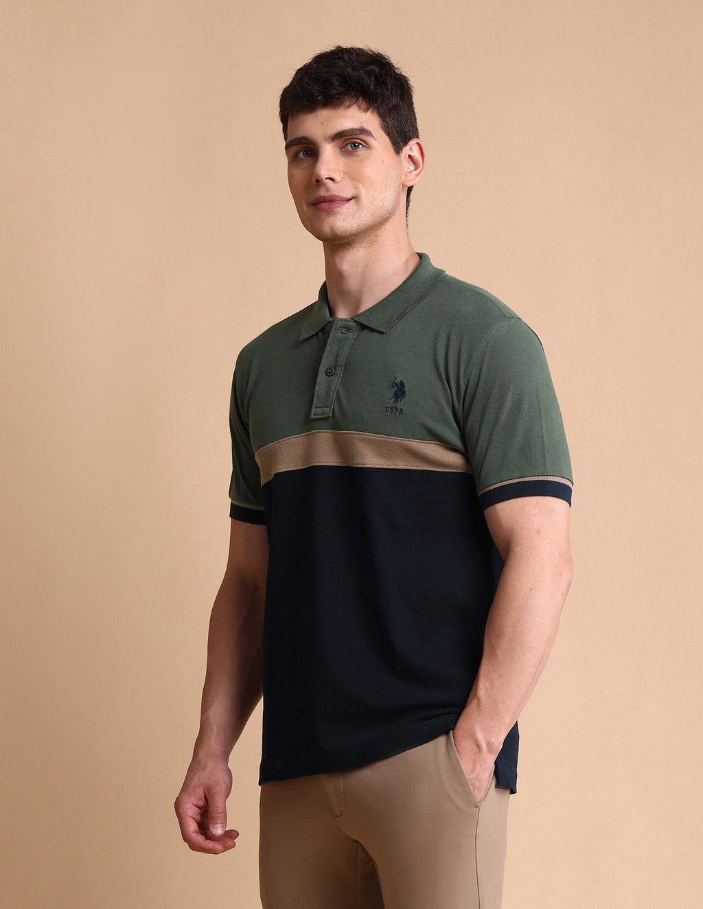 Colourblocked Slim Fit Polo Shirt