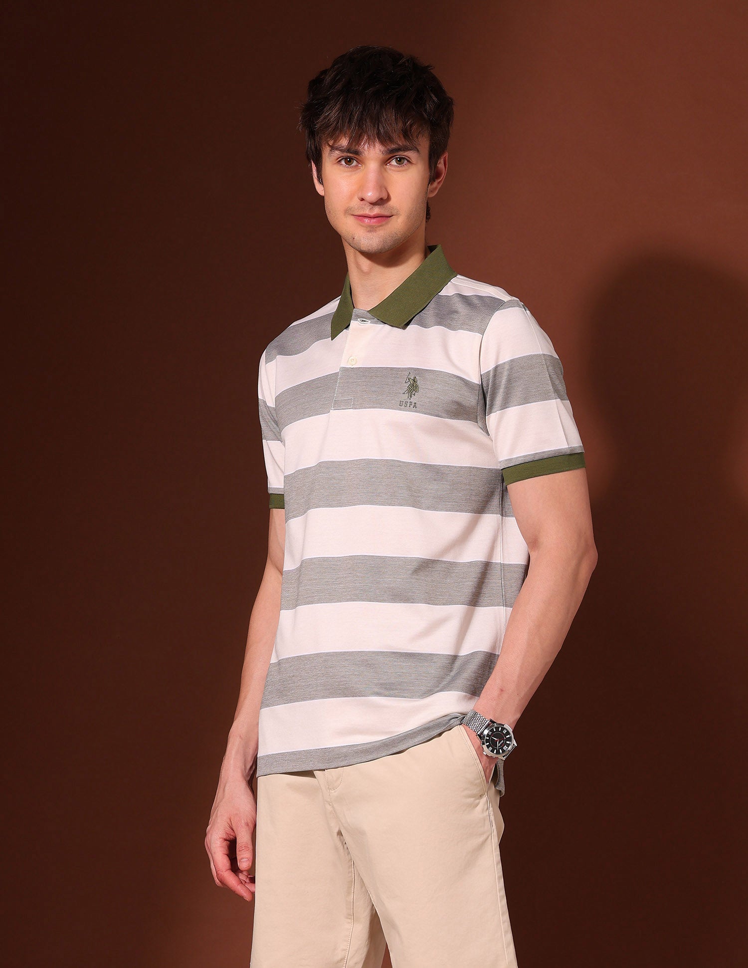 Horizontal Striped Working Holiday Polo Shirt