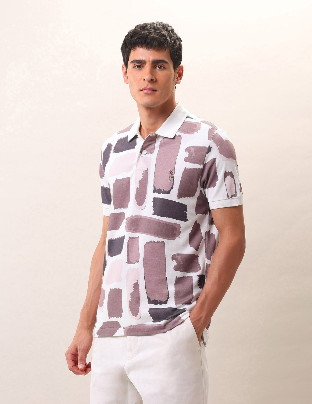 Abstract Printed Pure Cotton Polo Shirt