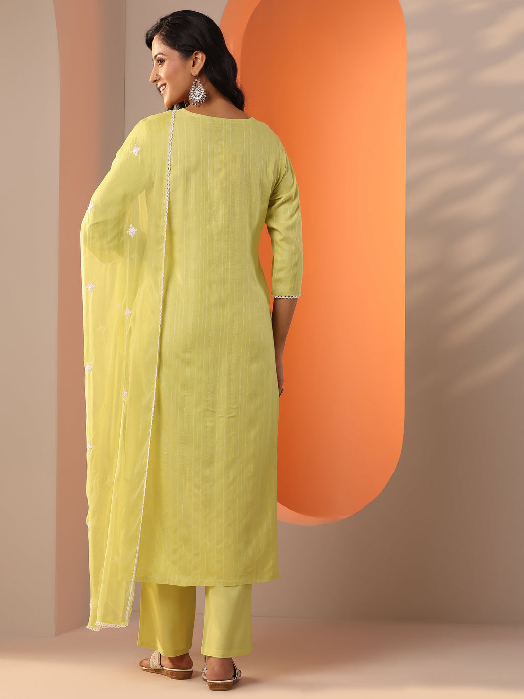 Green Embroidered Cotton Straight Suit Set With Dupatta