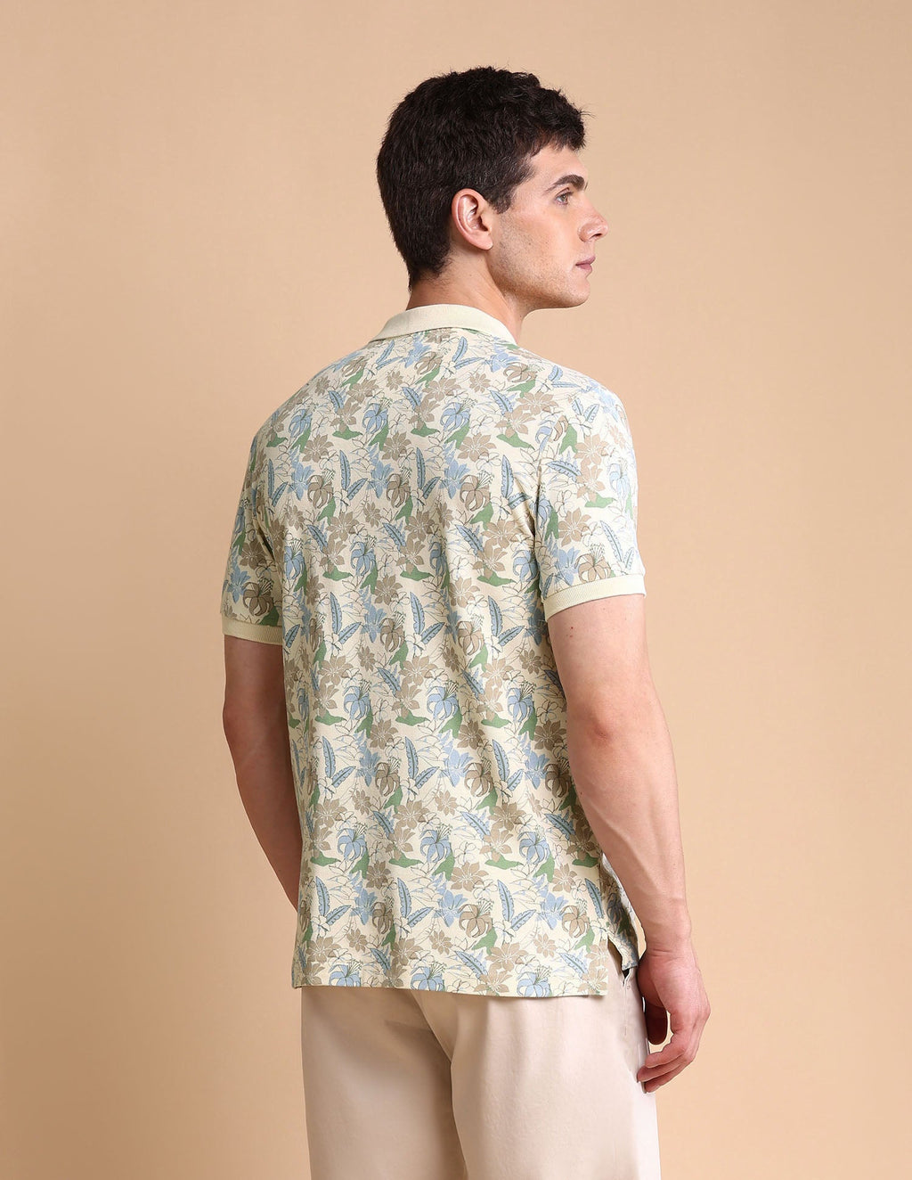 Floral Printed Slim Fit Polo Shirt