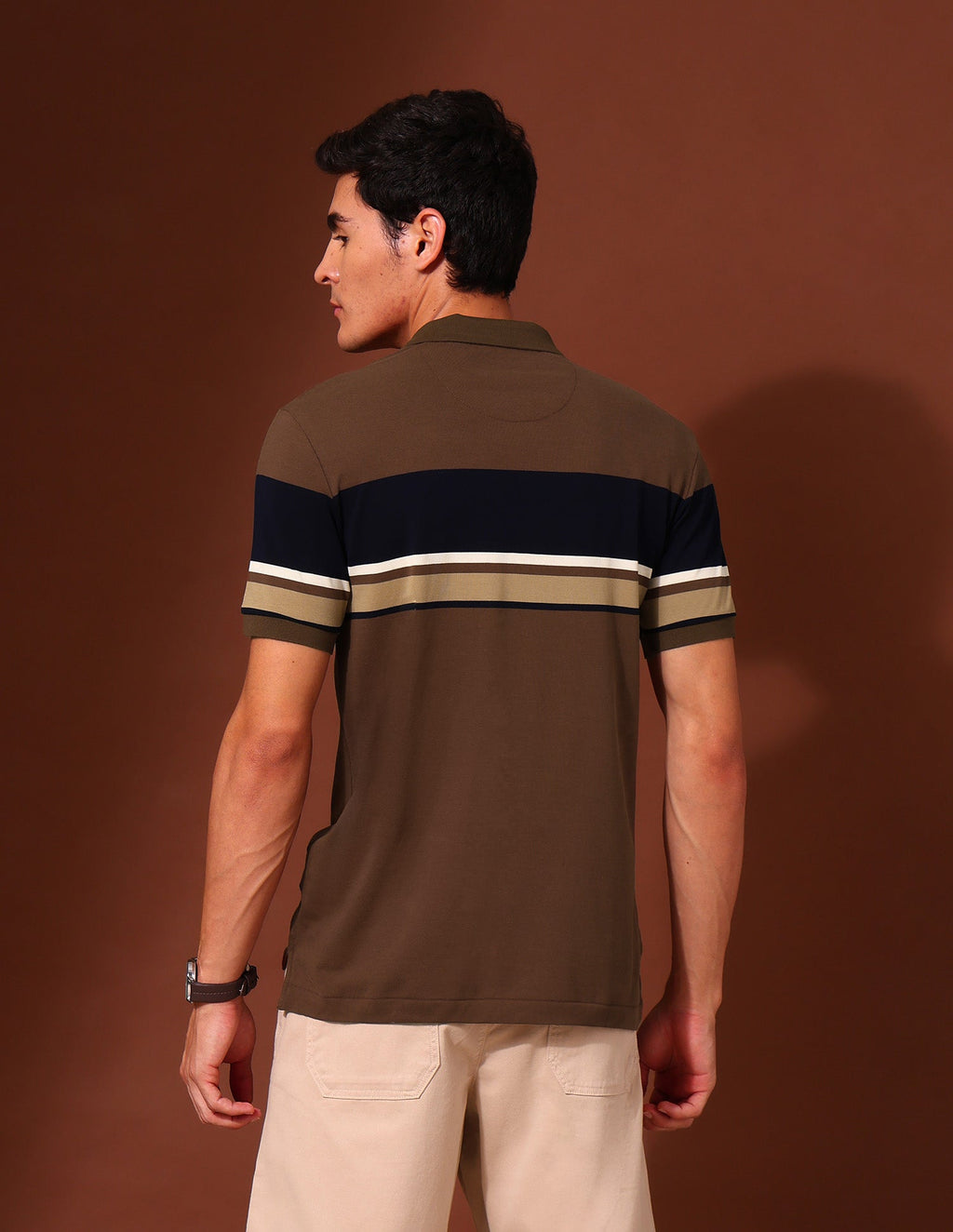 Horizontal Striped Slim Fit Varsity Polo Shirt