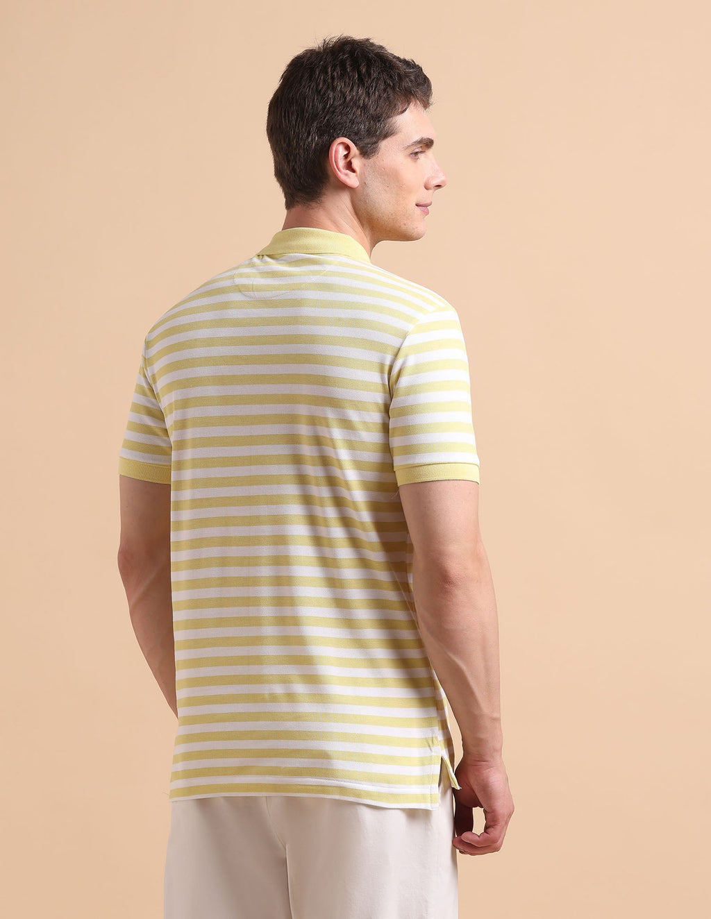 Horizontal Striped Pure Cotton Polo Shirt