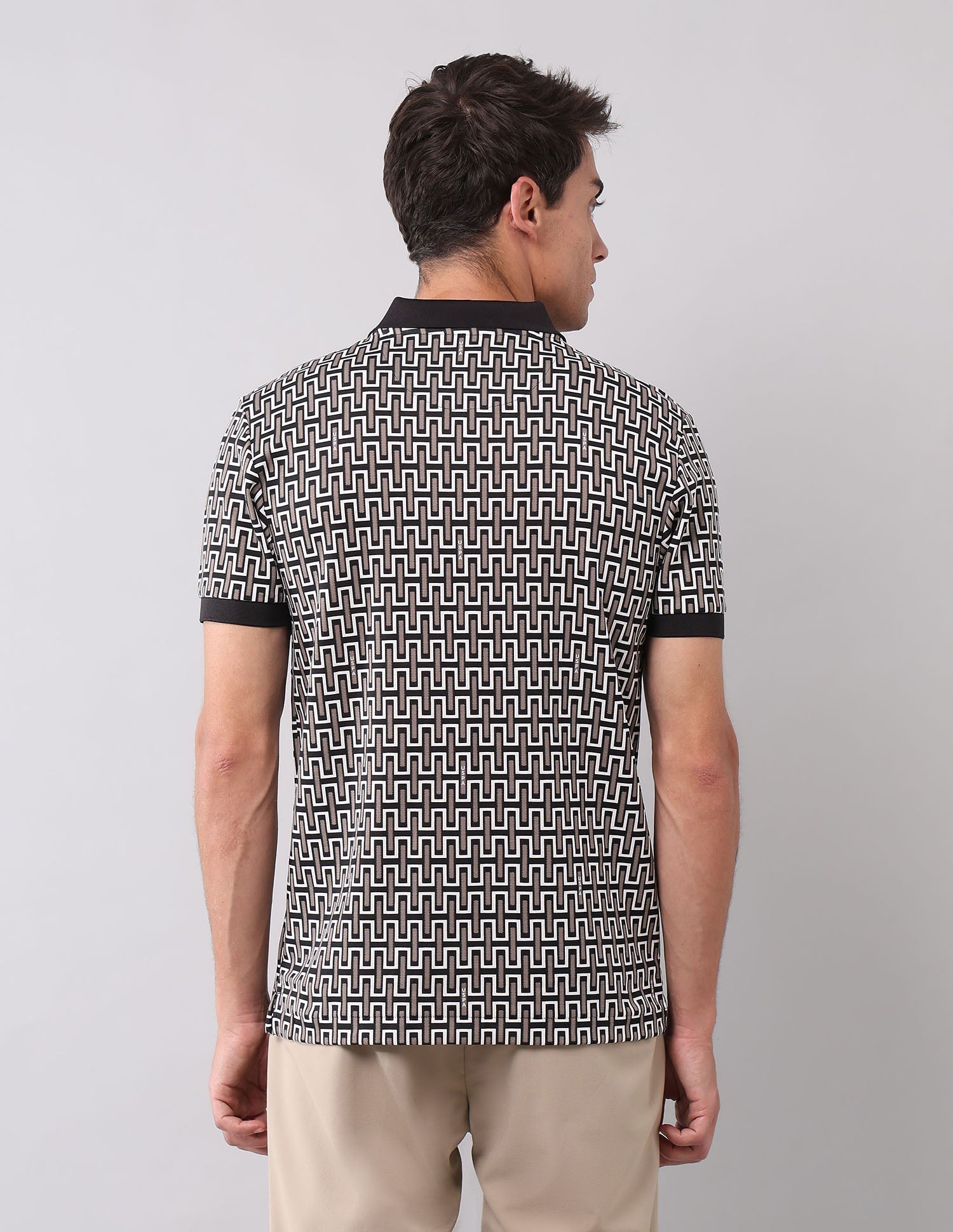 Geometric Printed Muscle Fit Polo Shirt