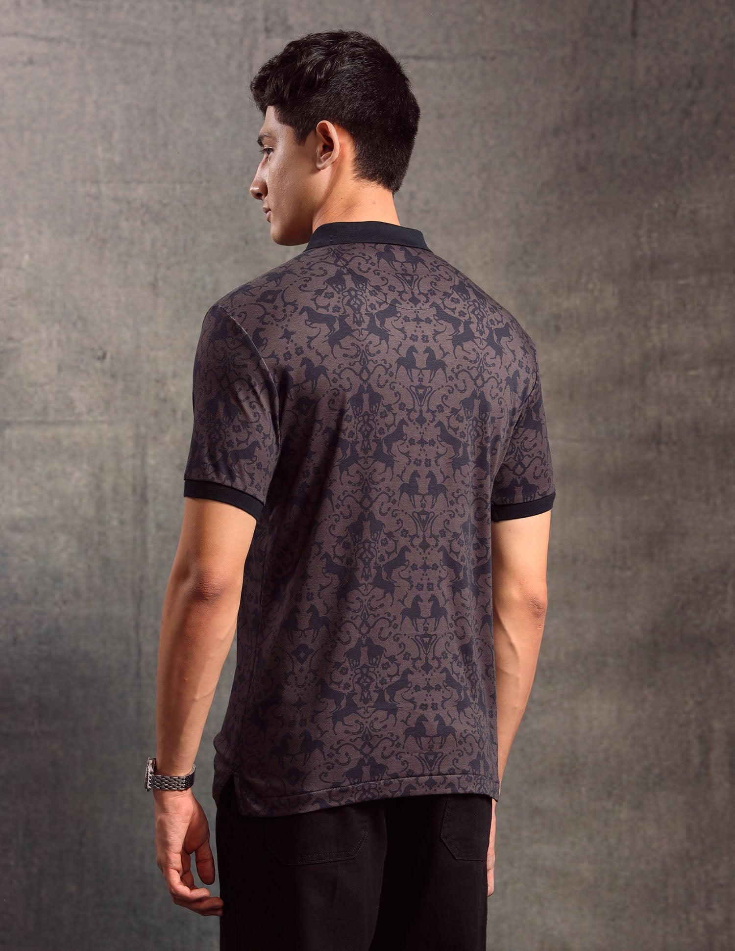 All-Over Printed Muscle Fit Polo shirt