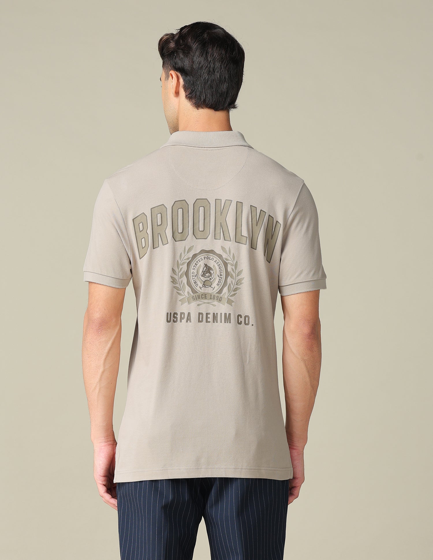 Muscle Fit Typographic Printed Polo Shirt