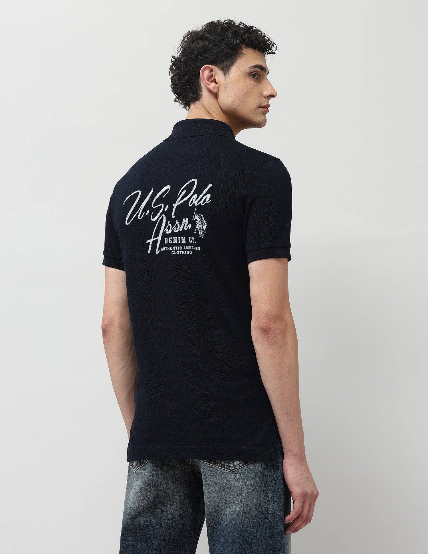 Brand Embroidered Muscle Fit Polo Shirt